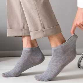 10 Pairs Men Boat Socks Invisible Low Cut Silicone Non-slip Summer No-show Ankle Socks Solid Color Casual Breathable