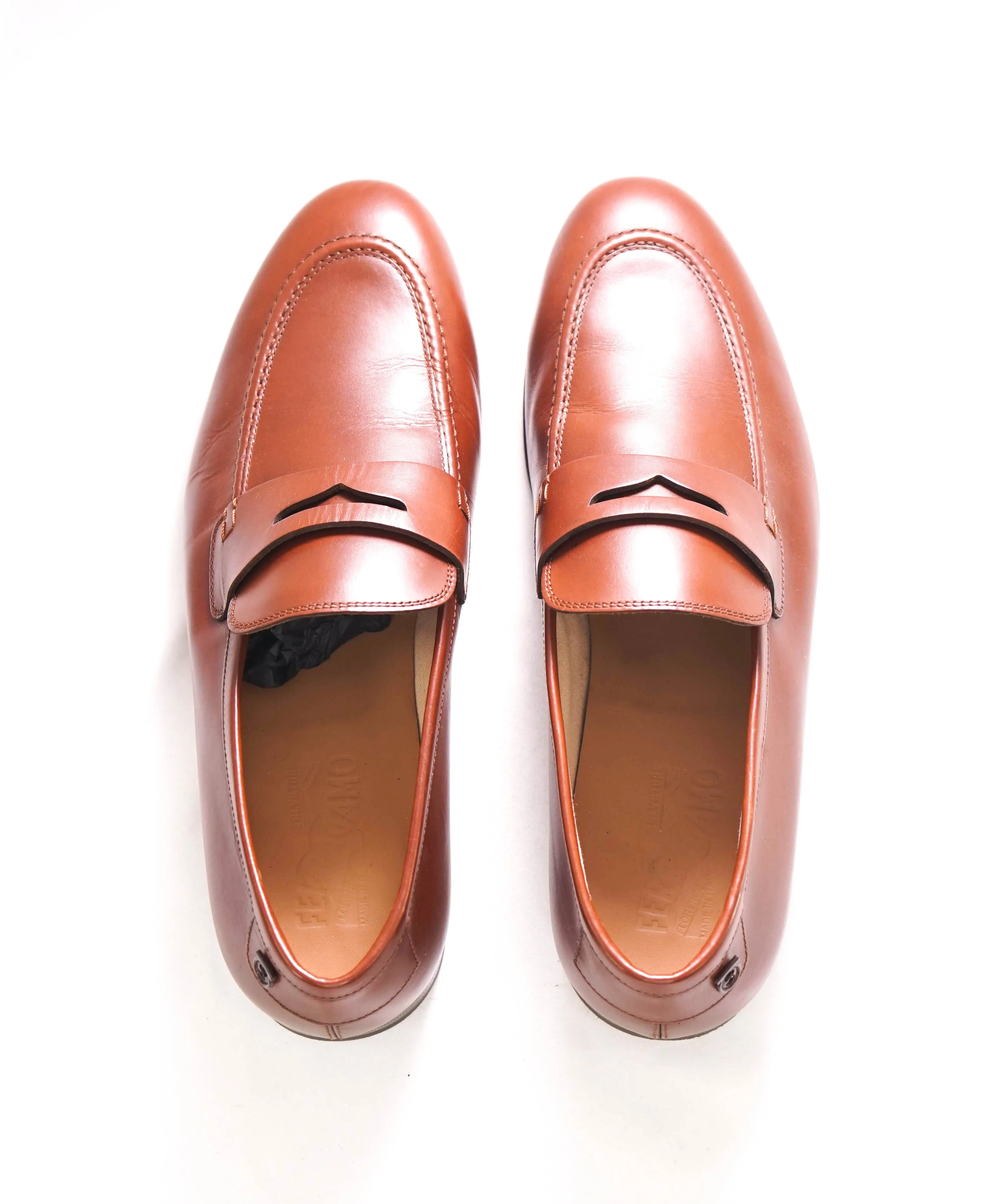 $895 SALVATORE FERRAGAMO - “GOYA" Brown Gancini Loafers - 11 EE