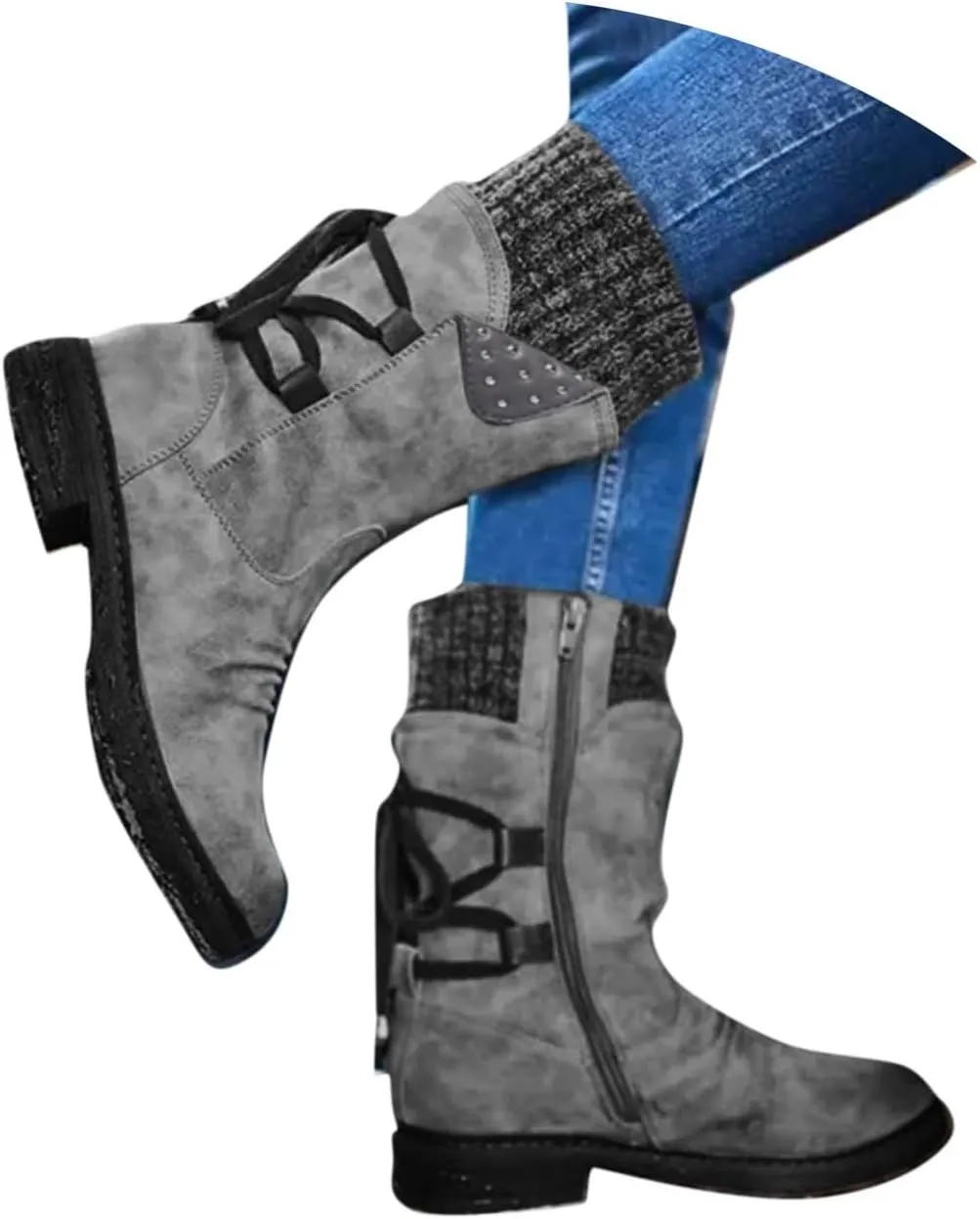 Cathalem Winter Boots for Women,Women's Winter Lace up Mid Calf Combat Riding Military Boots Womens Snow Boots Waterproof
