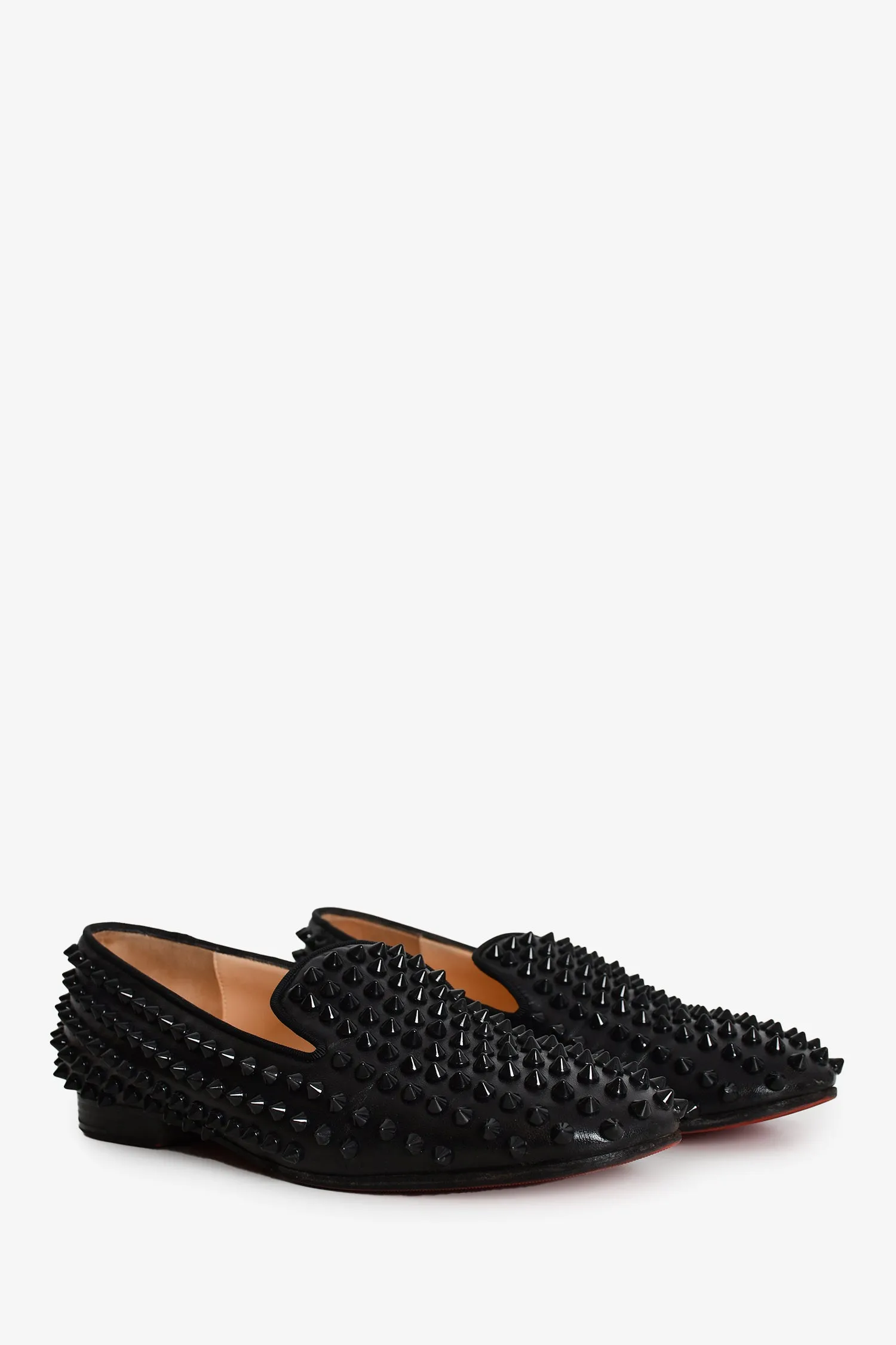 Christian Louboutin Black Leather Spike Loafers Size 36
