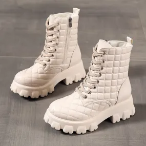 Chunky Quilted Lace-Up Combat Boots  COLORS