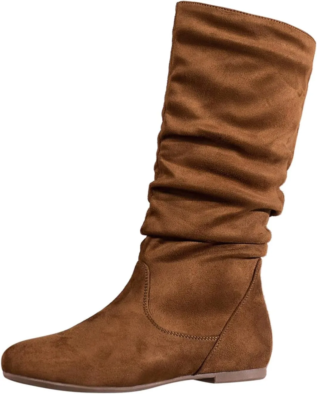 Cowboy Boots For Women Retro Side Zipper Flats Thigh High Boots Pleated Suede Knee High Boots Fall Long Bootie