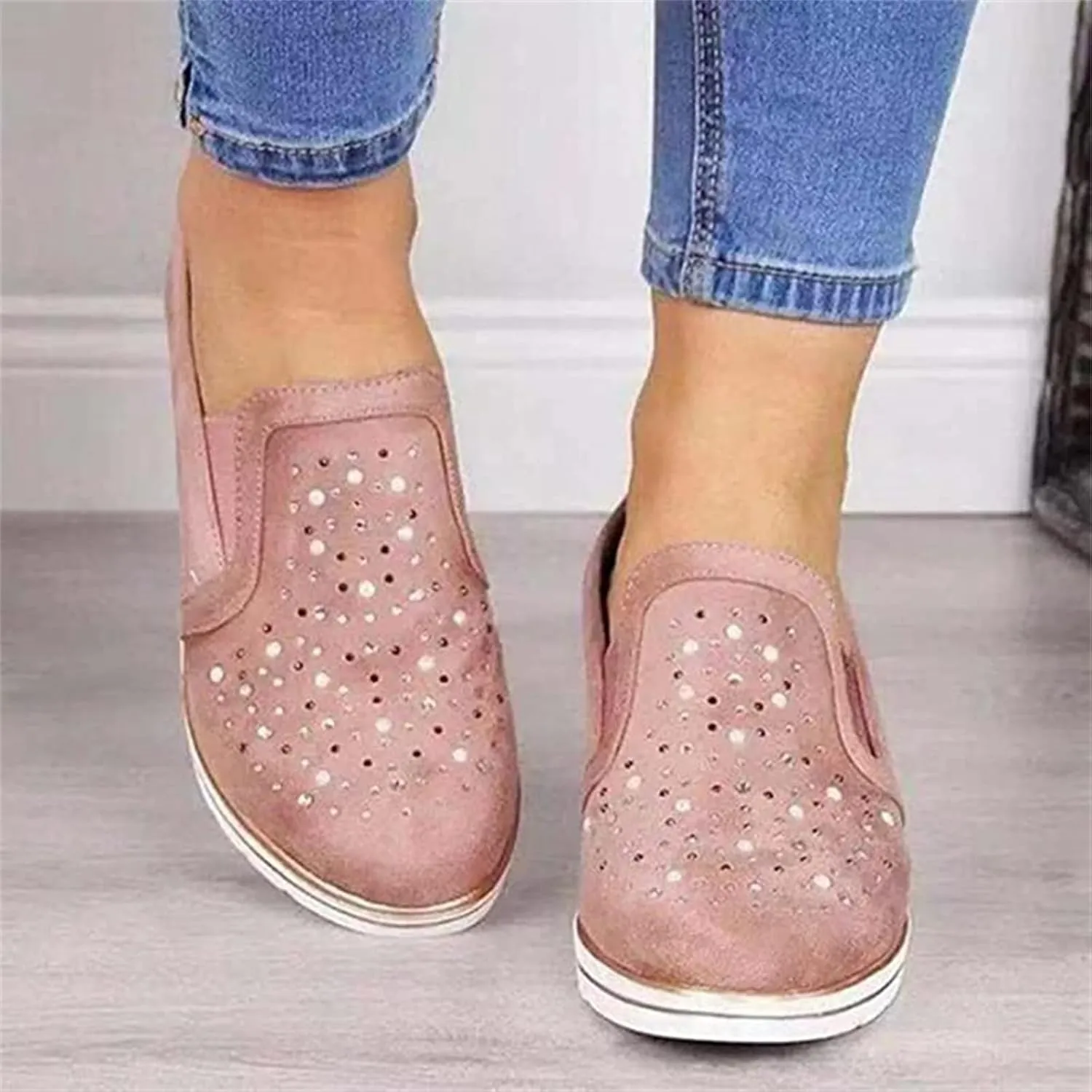 Ladmiple Sneakers For Women Walking Shoes Wide Width Slip On Loafers Comfort Fashion Dressy Casual Summer Glitter Shoes