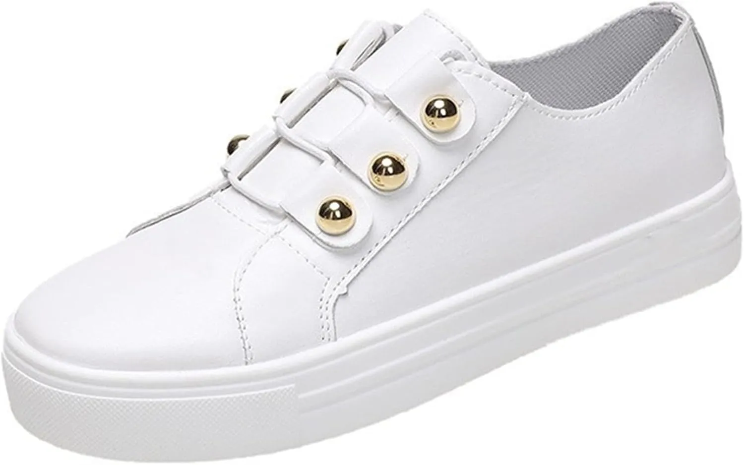 Lausiuoe Shoes For Women Dressy Casual Platform Leather Sneakers Slip on Low Top Fashion Comfortable Walking Flat Loafers