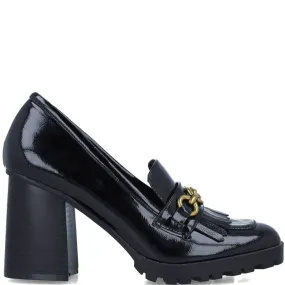 Menbur Black Block Heel Loafers
