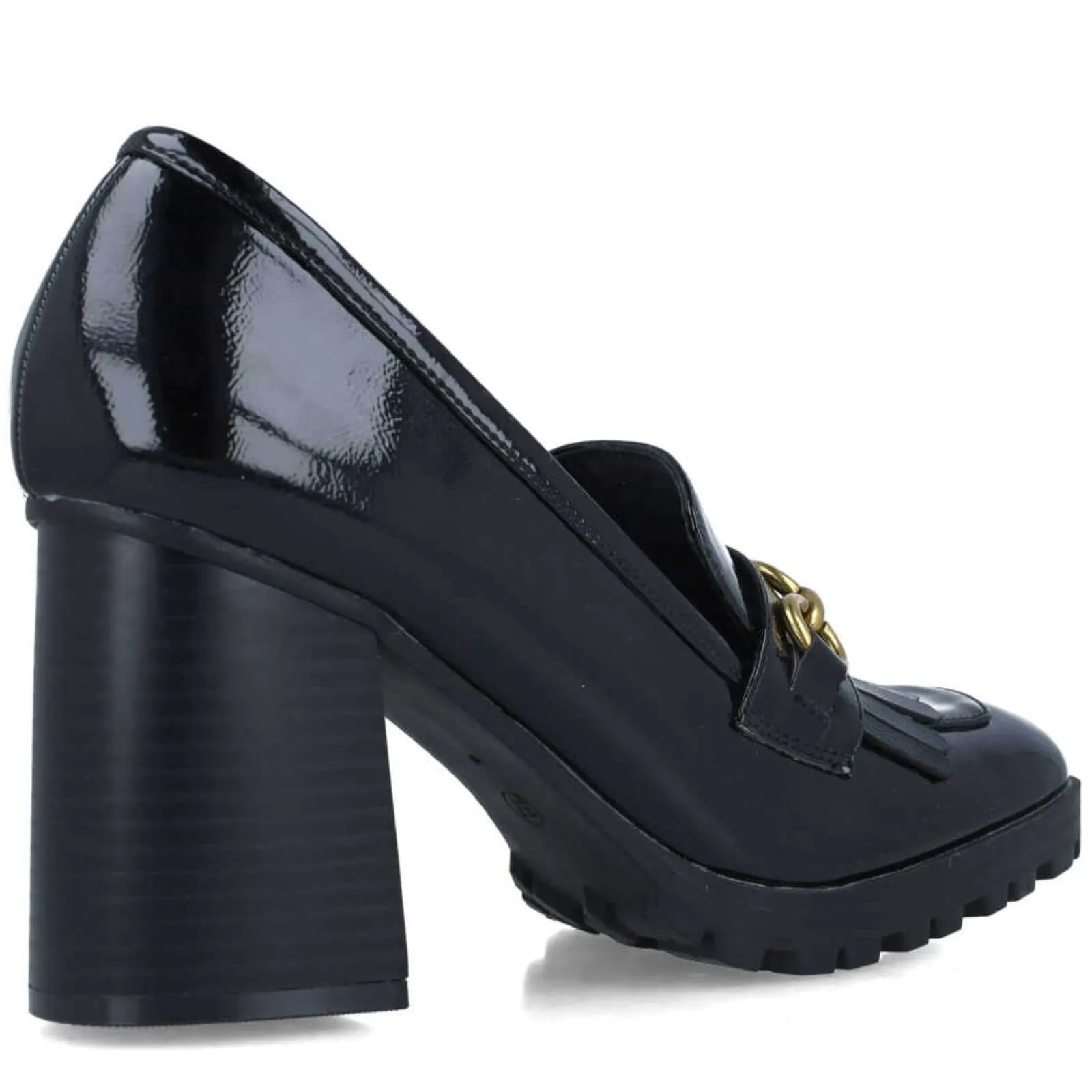 Menbur Black Block Heel Loafers