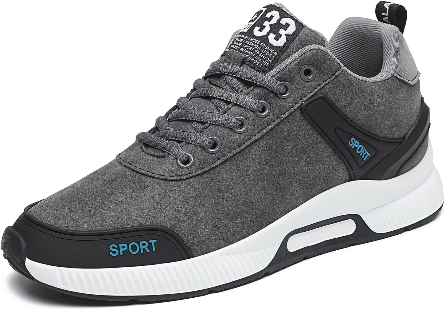 Men's Elevator Sneakers Invisible Height Increasing Leather Upper Lace up Fashion Sneakers