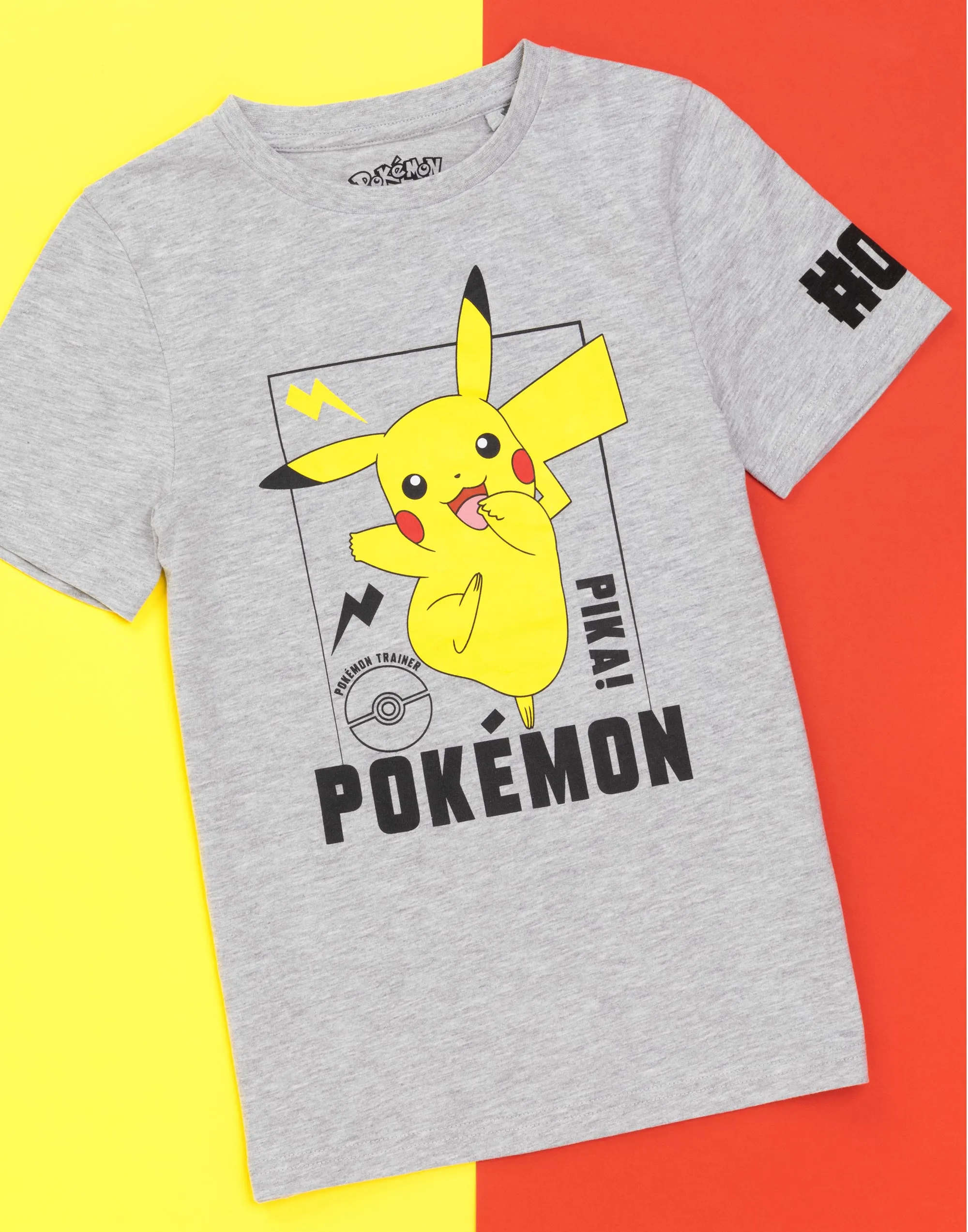 Pokemon T-Shirt For Kids Pikachu Character Top - Grey