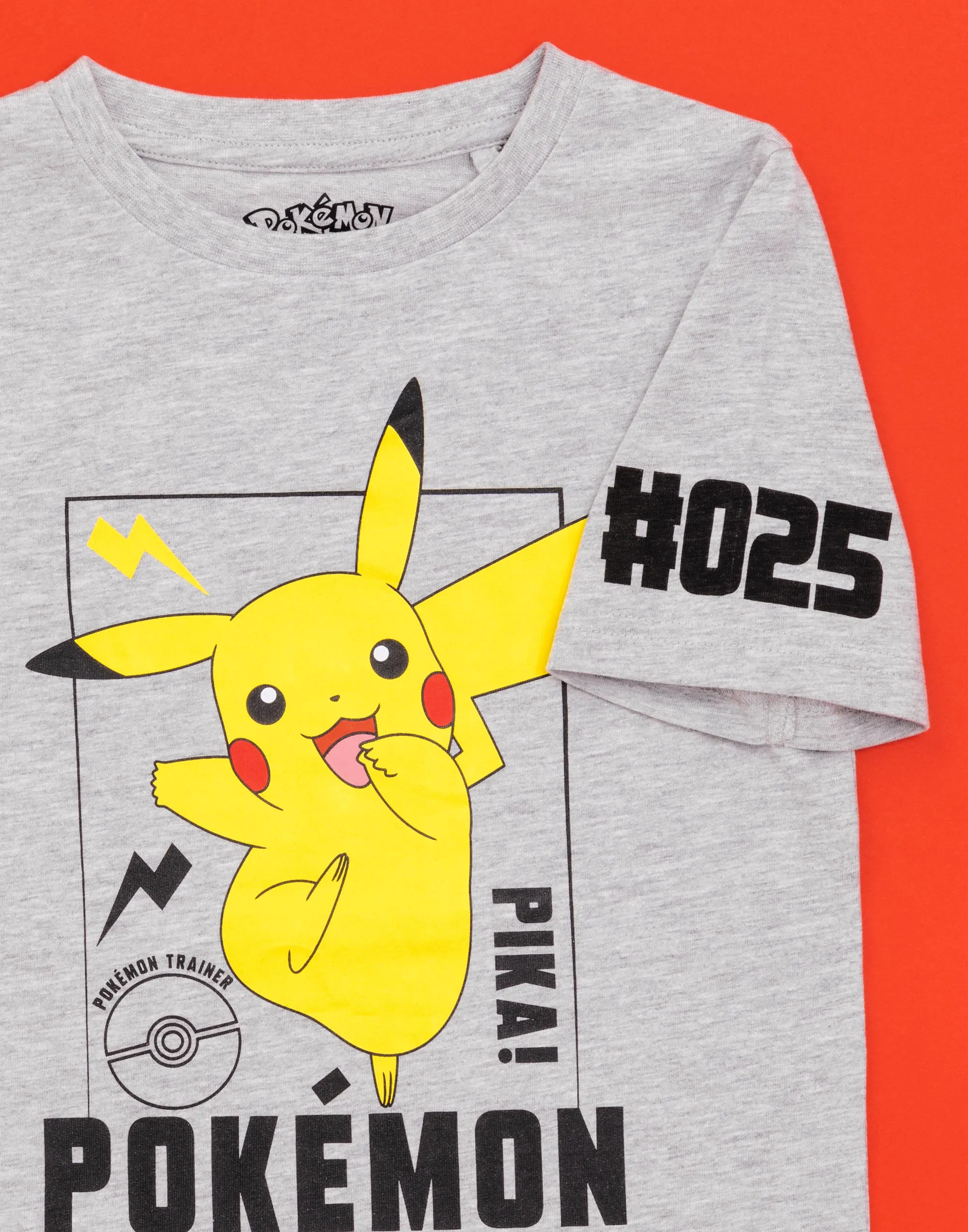Pokemon T-Shirt For Kids Pikachu Character Top - Grey