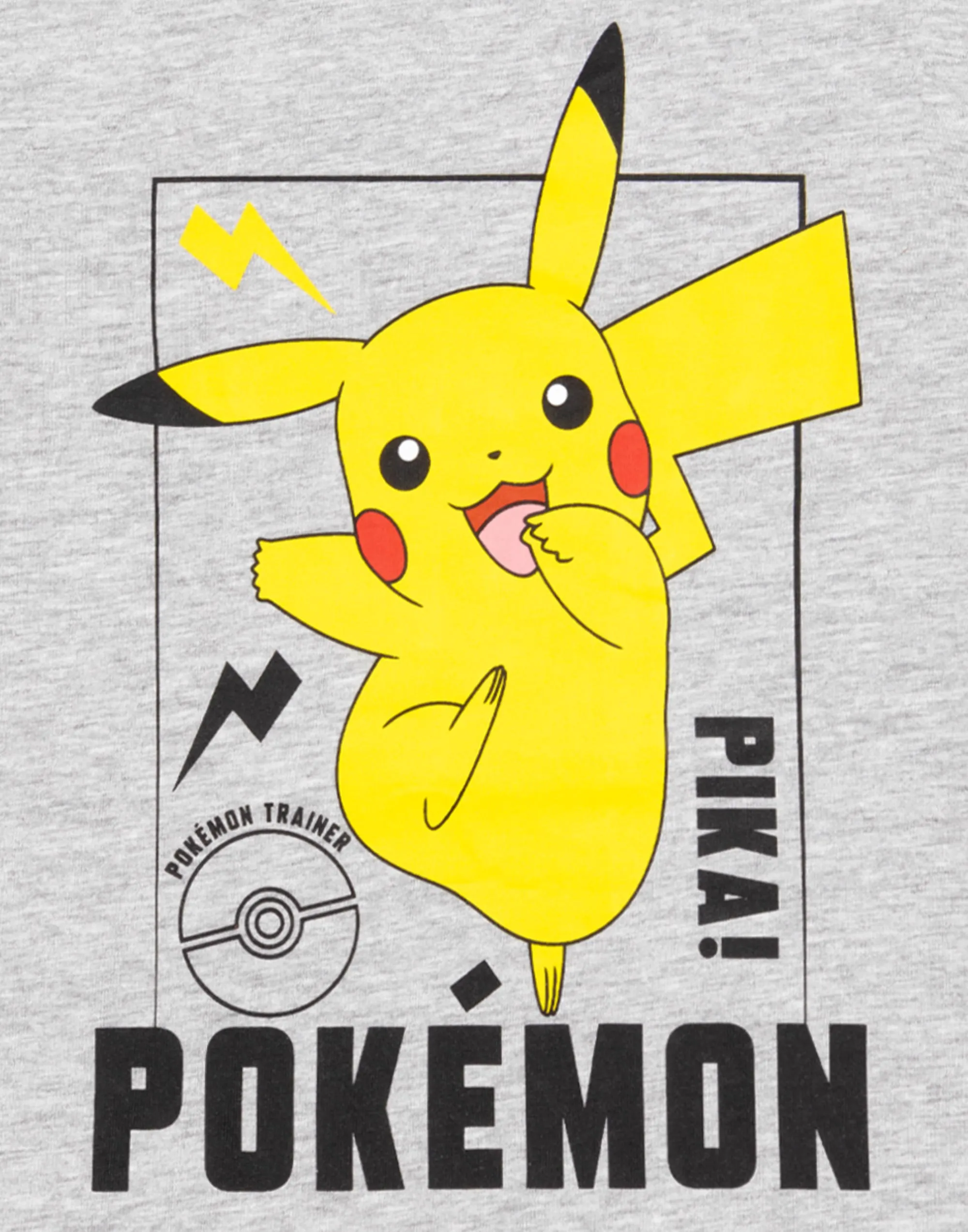 Pokemon T-Shirt For Kids Pikachu Character Top - Grey