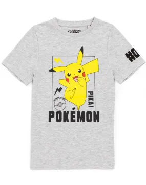 Pokemon T-Shirt For Kids Pikachu Character Top - Grey