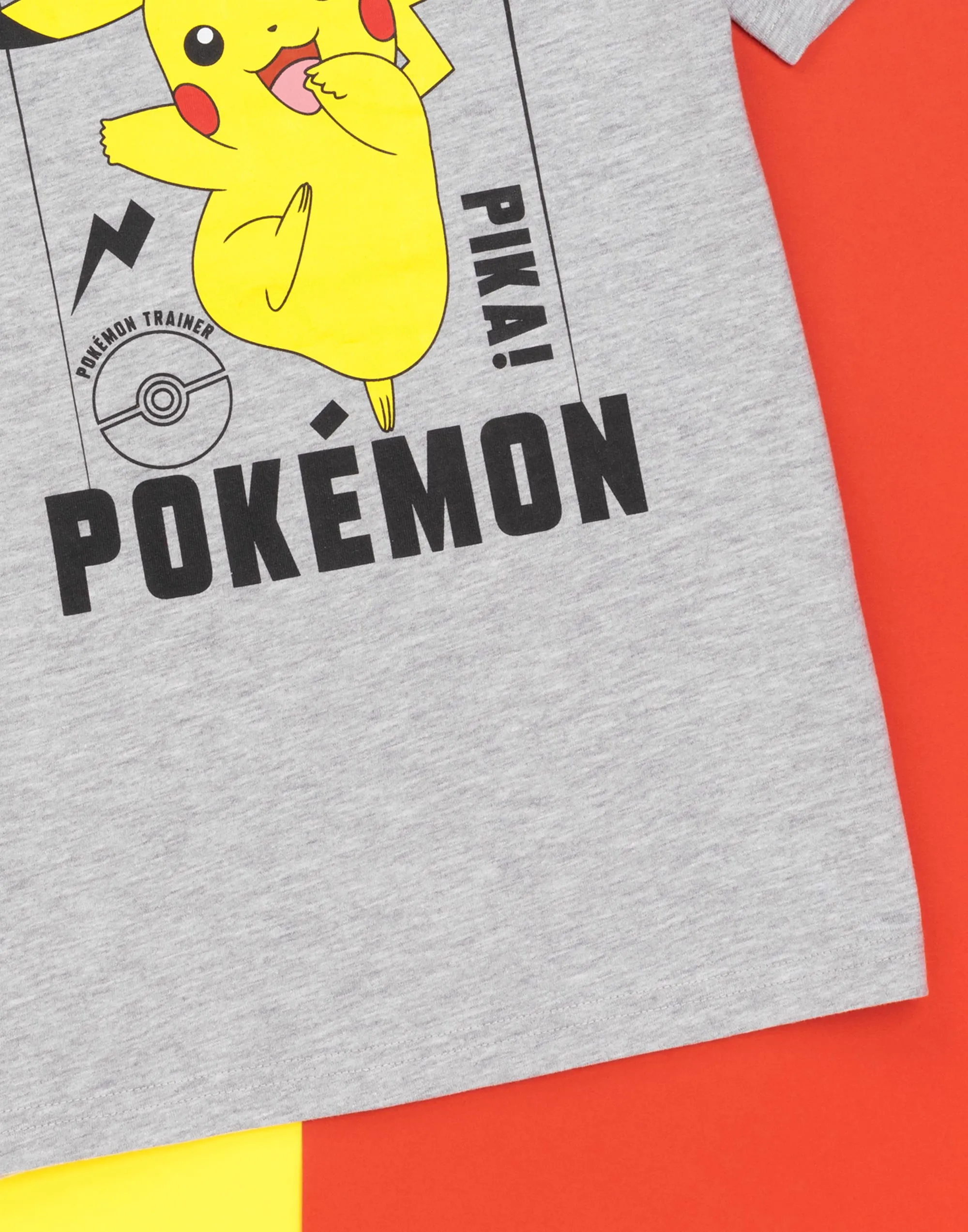Pokemon T-Shirt For Kids Pikachu Character Top - Grey