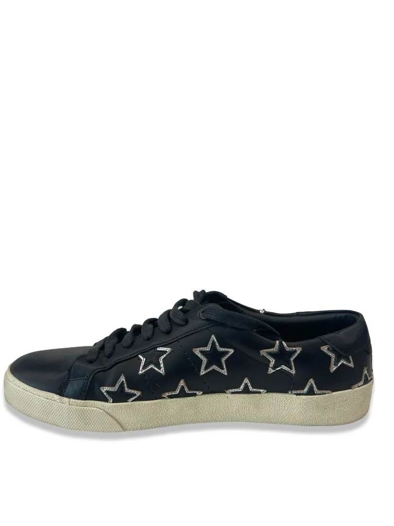 Saint Laurent Black Star Lace Up Sneakers. Size: 41